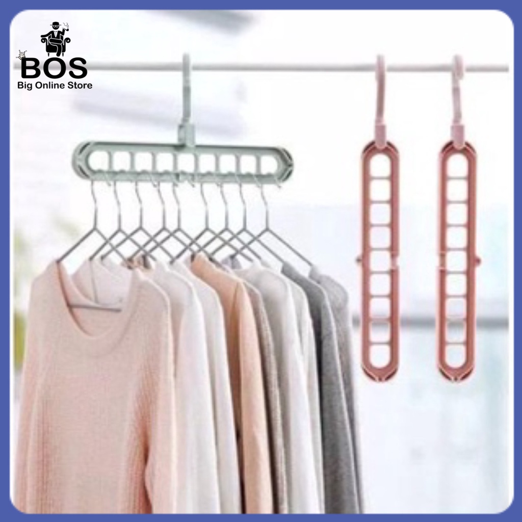 BOS - Gantungan Baju 9 Lubang | Hanger T-Shirt / Celana 9 Lubang