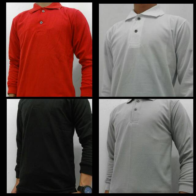 Kaos polo kerah lengan panjang pria.