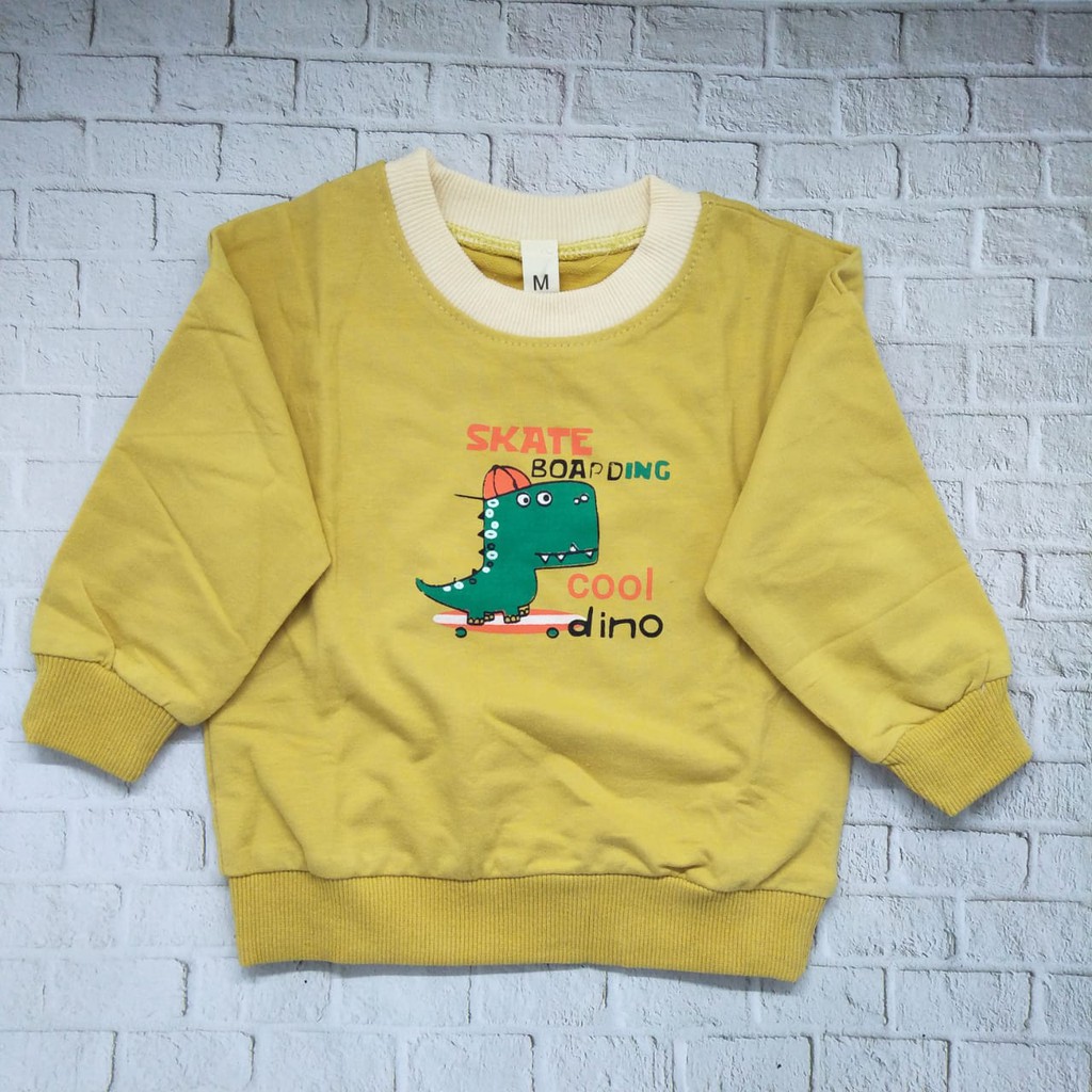 Sweater anak laki laki lucu murah usia 1-5thn 100% import kualitas premium gambar COOL DINO