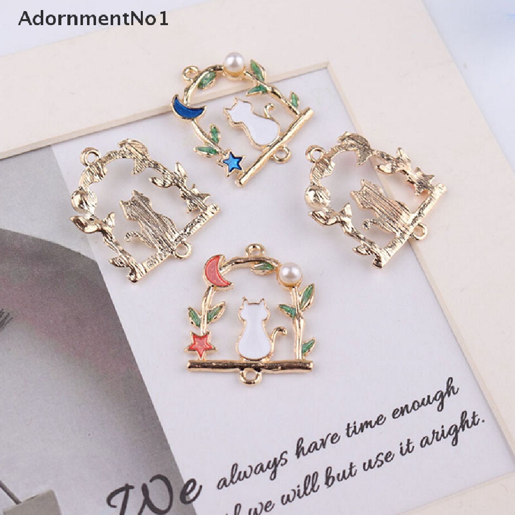 (AdornmentNo1) 10pcs / Lot Liontin Bahan Alloy Desain Bulan / Bintang / Kucing Enamel Menarik Untuk Perhiasan DIY