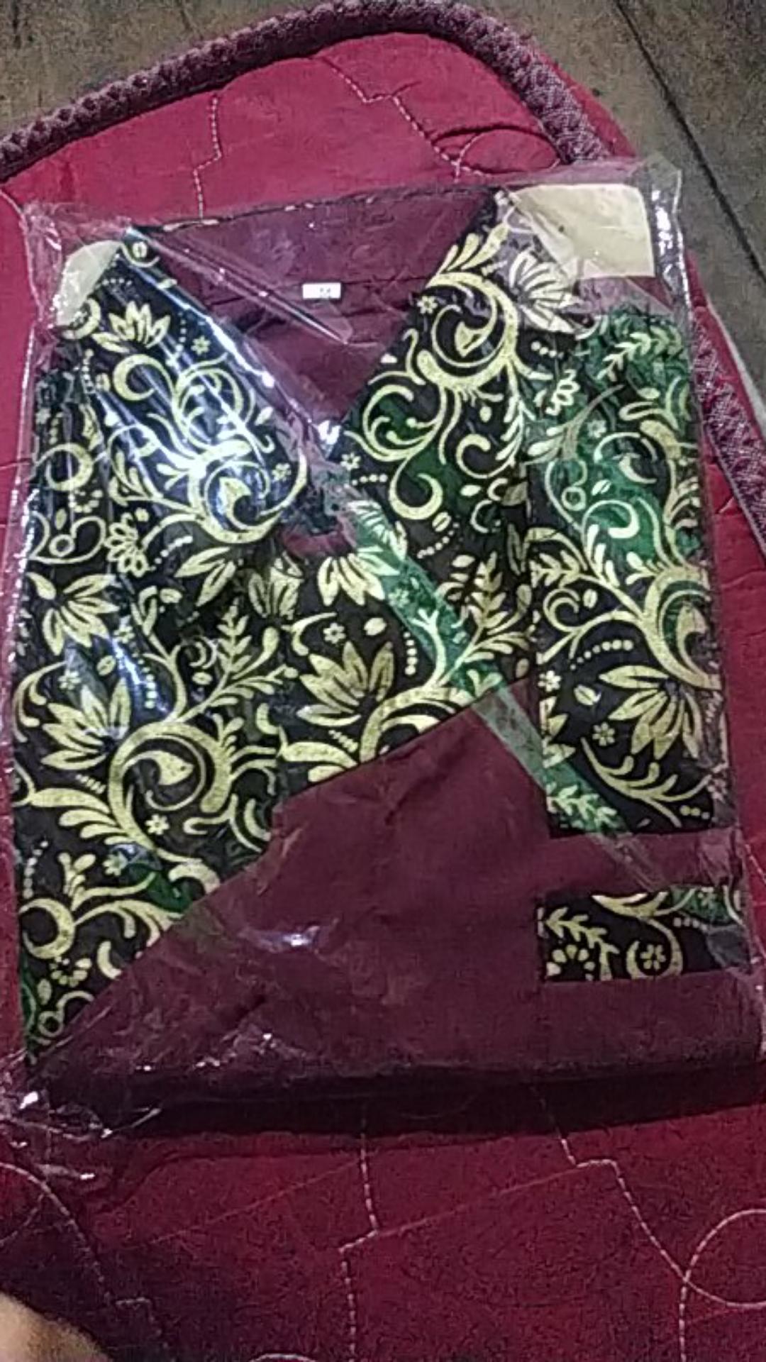 Batik Kemeja Lengan Panjang Kombinasi Slempang Baju Seragam Kantor Alkhalis