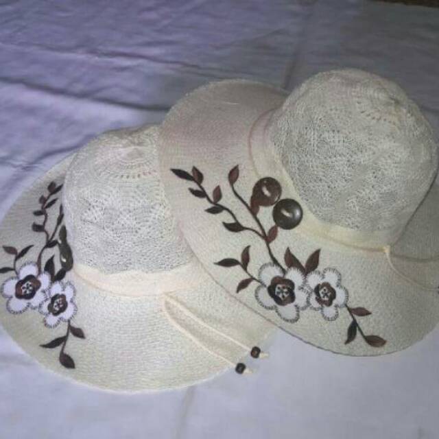 TOPI PANTAI RAJUT BUNGA TOPI PANTAI KEREN
