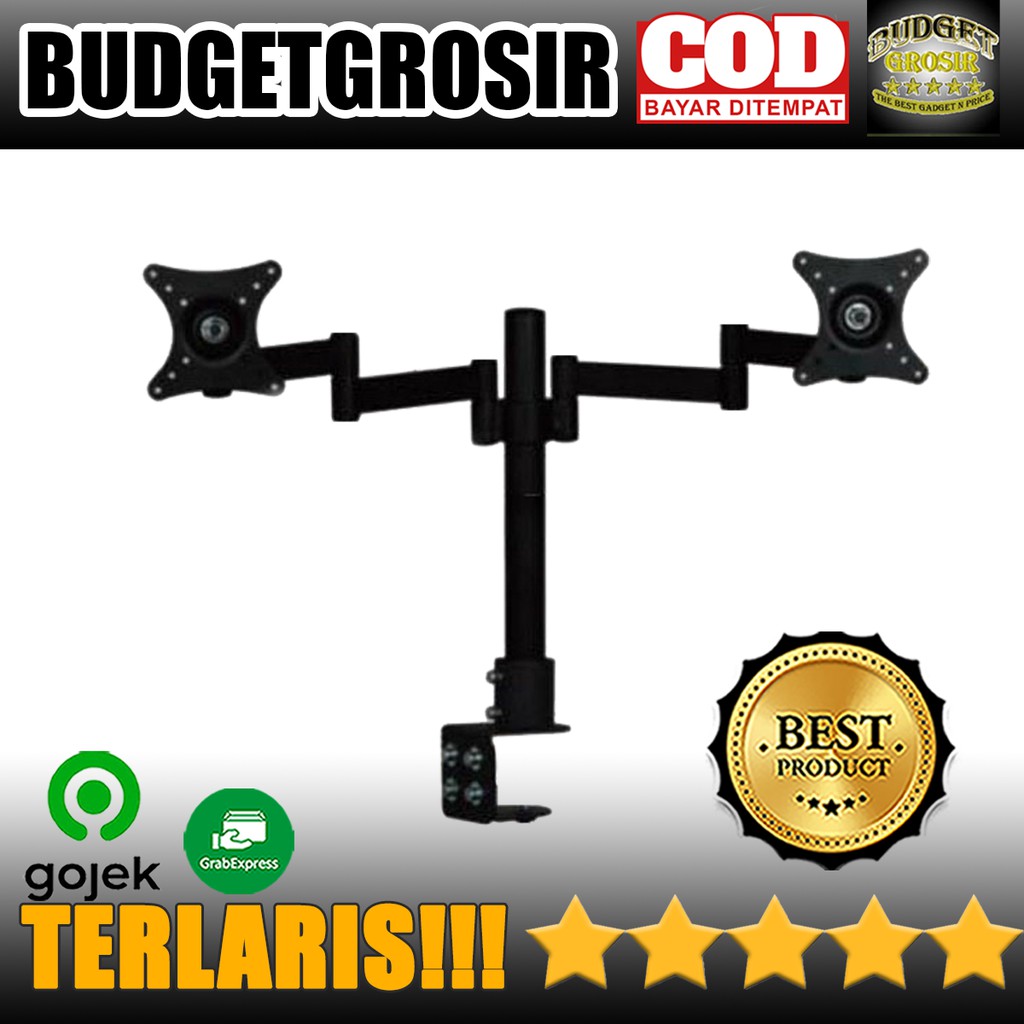 Table Mount Dual Arm TV Bracket 100x100 Pitch 15-27 Inch - DSupport