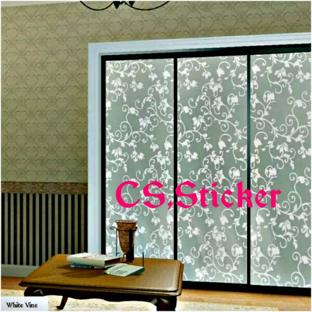 Sticker kaca motif,batik putih sandblas