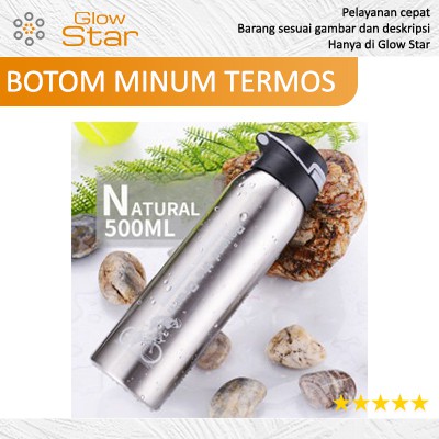 BTD Botol Minum Sepeda Thermos Bicycle Kettle Drink Bottle Stainless Steel 500ml - A1A096 - Silver