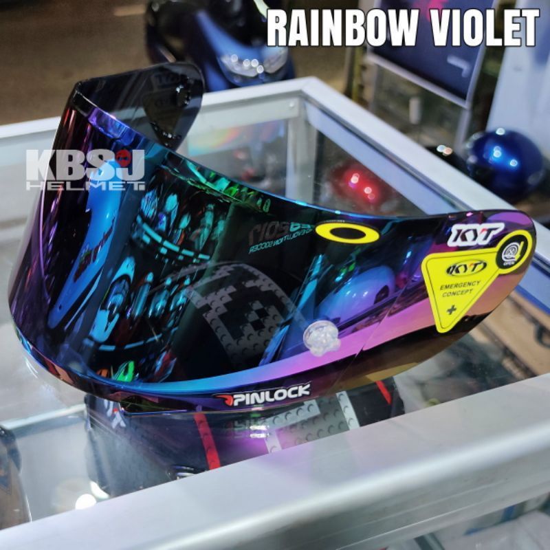 Flat visor iridium blue pnp kyt r10 kyt rc7 kyt k2r k2rider + stiker visor ( flat visor r10 murah )