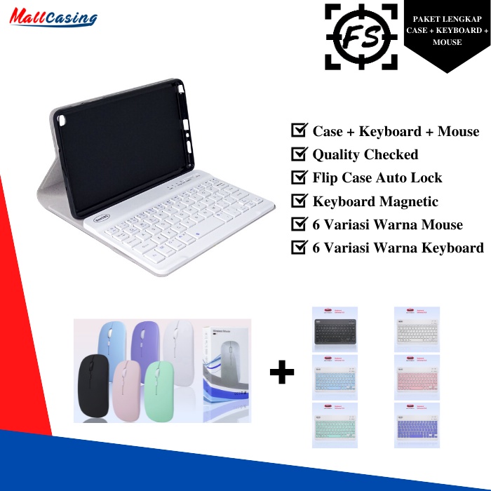 Casing Samsung Tab P205 | Tab T295 | Tab A7 10.4 T505 Sarung Keyboard Bluetooth Book Case