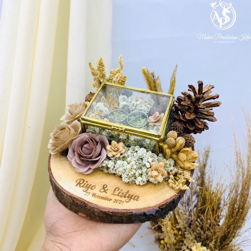 RING BOX TEMPAT CINCIN LAMARAN PERNIKAHAN | Kotak Cincin Rustic Ractangle (READY STOCK)