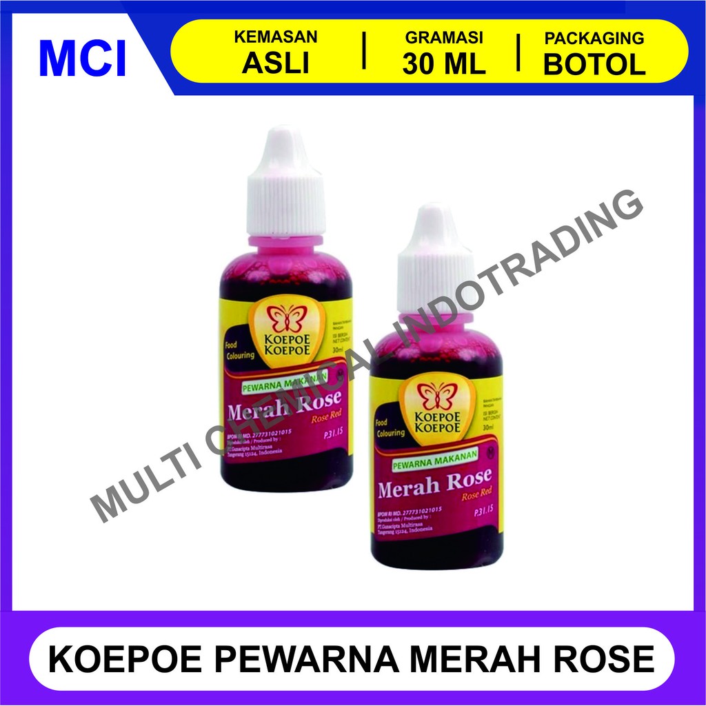 

PEWARNA MAKANAN MINUMAN KOEPOE KOEPOE KUPU KUPU 30 ML - MERAH ROSE