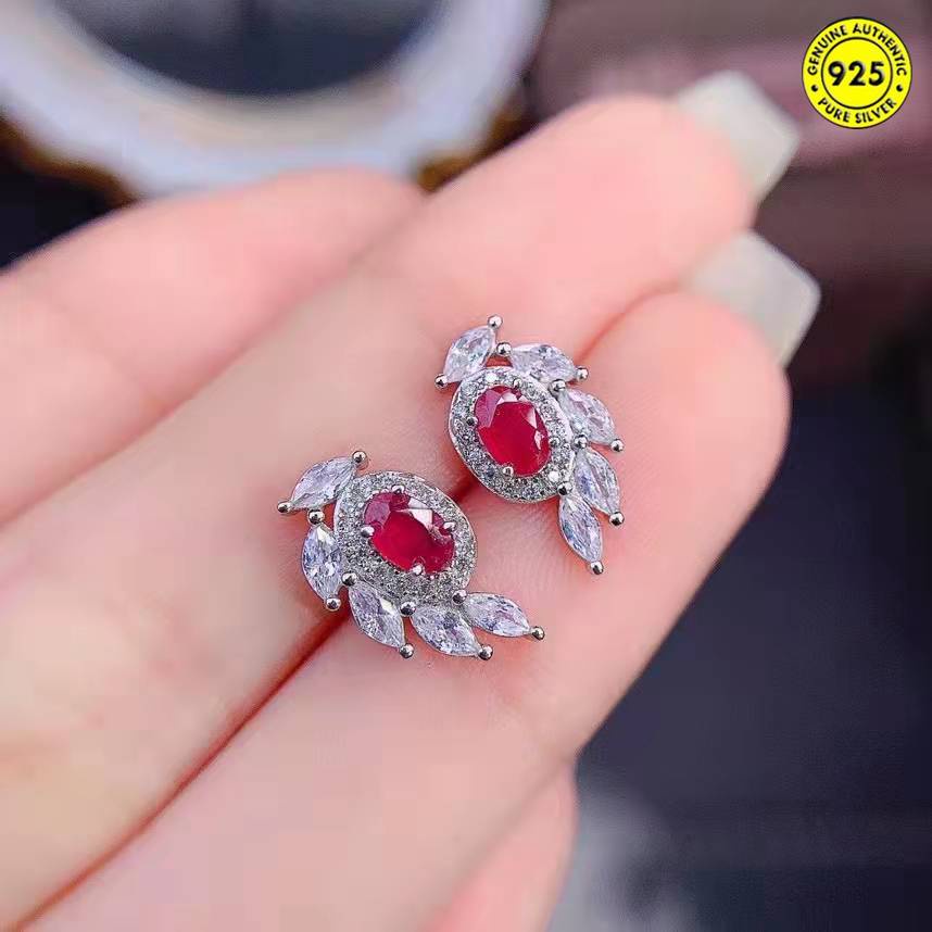 Anting Tusuk Desain Sayap Malaikat Hias Rubi Gaya Simple Untuk Wanita