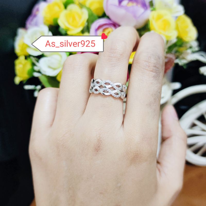 CINCIN PERAK ANEKA MODEL FASHION IMPORT ASLI SILVER 925 LAPIS MAS PUTIH - RING WANITA