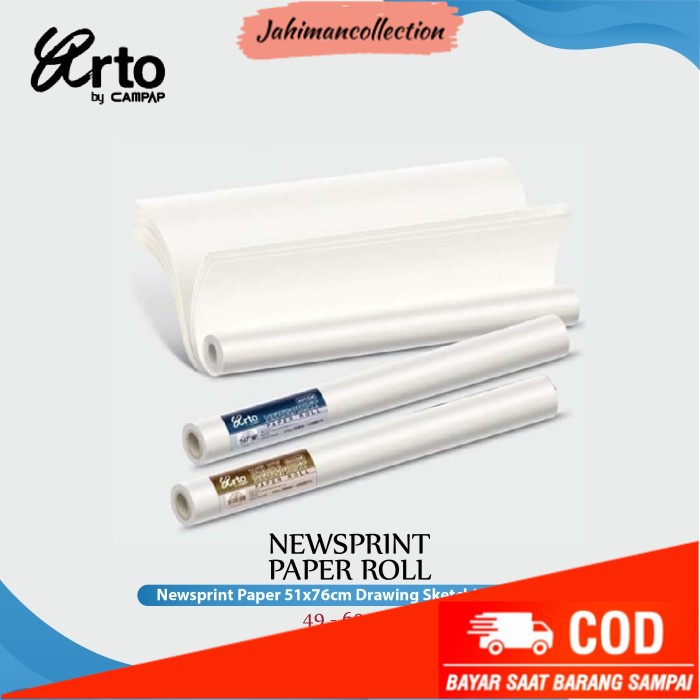

✨ BISA COD ✨ Kertas Gambar Arto Newsprint Paper Sheet 51x76cm Drawing Sketching - 49gsm