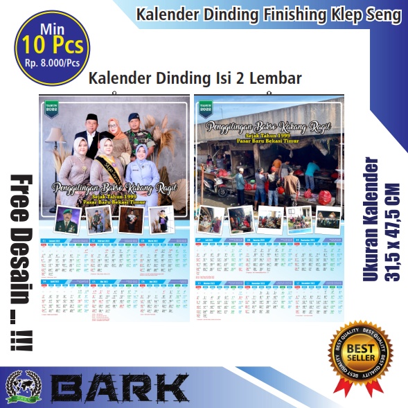 

cetak kalender custom dinding murah 2025 finishing klep seng 2 lembar