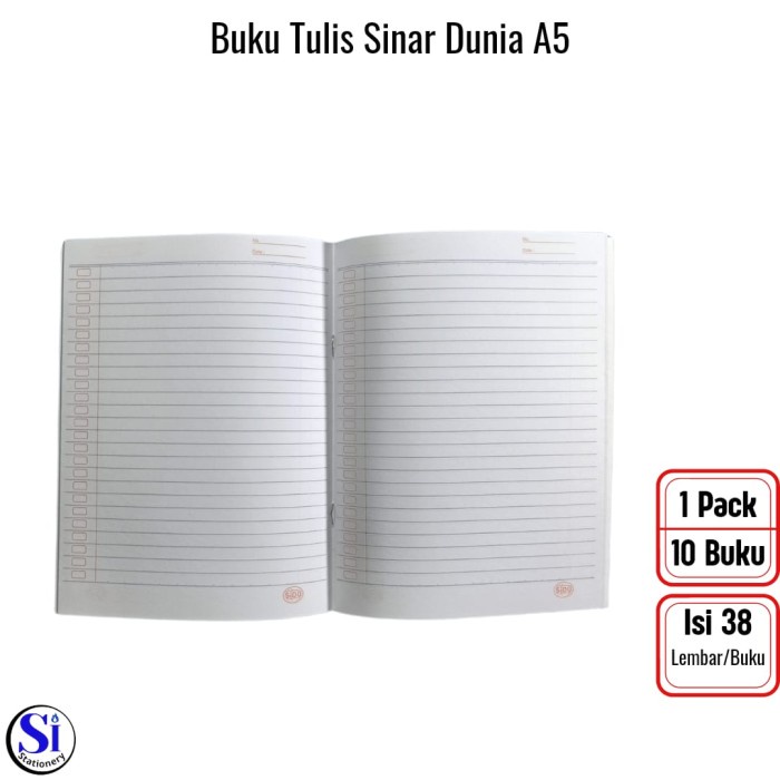 

Bagus Buku Tulis Sinar Dunia/Sidu A5 38 Lembar Isi 10 Pcs/1 Pack Limited