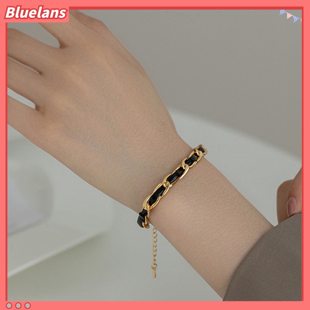 Gelang Bahan Kulit Imitasi Model Kepang Adjustable Gaya Retro Untuk Wanita
