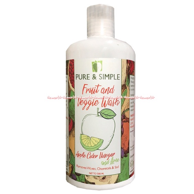 Pure &amp; Simple Fruit and Figgie Wash 500ml Apple Cider Binegar Lime Cairan Sabun Pencuci Buah dan Sayur Sayuran Pure n Simple Pure Simpel