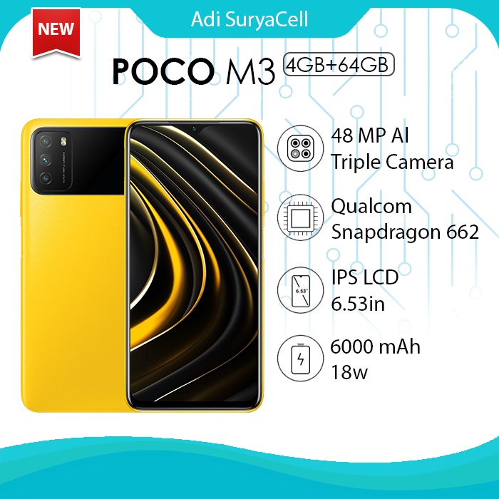 Poco m3 Ram 6 /128 Ram 4 /64 GB - XIAOMI - Qualcom Snapdragon 662- Battery 6000 mah - Garansi Resmi