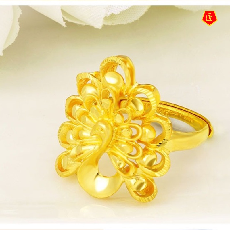 [Ready Stock]Women's Fashion Temperament Gold Peacock Ring