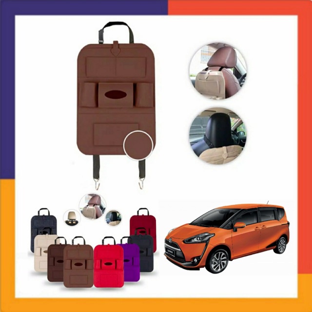 Equivalents| Car Seat Organizer Tas JOK Mobil Toyota SIENTA Coklat Bestseller Premium Berkualitas