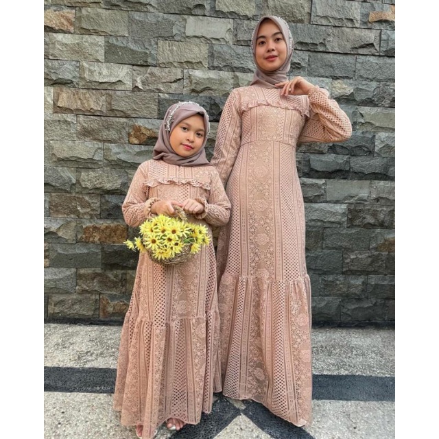 Terlaris Ready Kembali Terbatas Limitted Gamis Malaysia Brukat Premium Set Ibu Anak Couple Seragaman