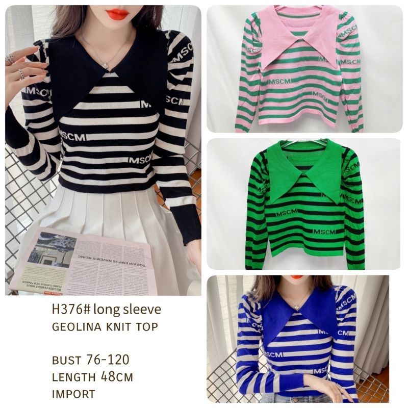 MDLV ~ H376 PJG GEOLINA KNIT TOP ATASAN RAJUT IMPORT BAJU RAJUT IMPORT BLOUSE RAJUT FASHION IMPORT