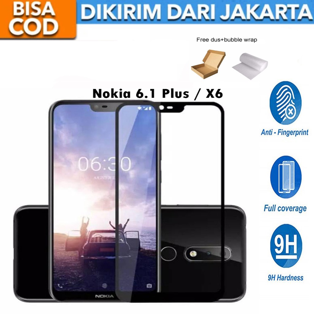 Tempered Glass Nokia 6.1 Plus / X6 Full Cover/Full Screen Screen Protector Anti Gores