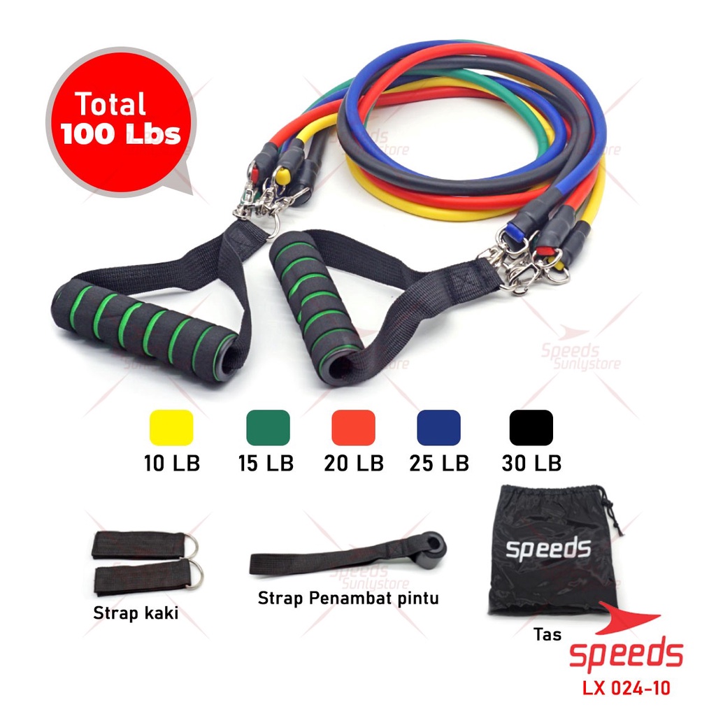 SPEEDS Resistance Bands 11 in 1 Set Tali Pembantu Fitness Gym Power 024-10-024-10 BANDS
