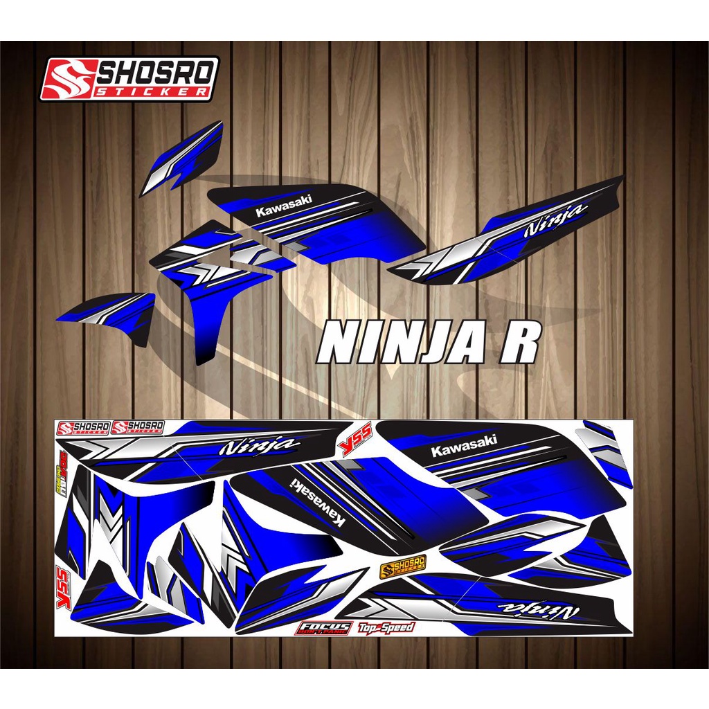 STIKER STRIPING VARIASI MOTOR KAWASAKI NINJA R MOTIF VARIASI STRIPING TERBARU ART POLET RACING BIRU 