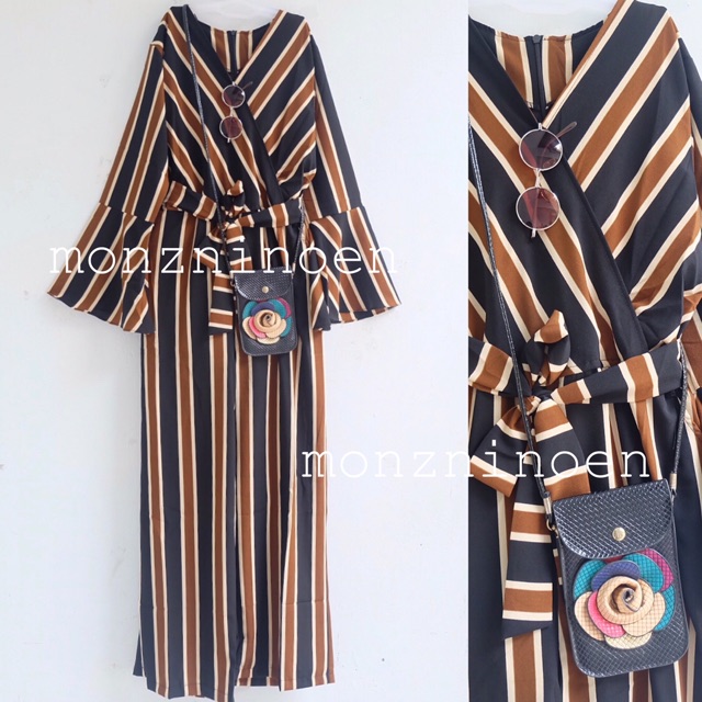 Zara stripy jumpsuit ( model campur )