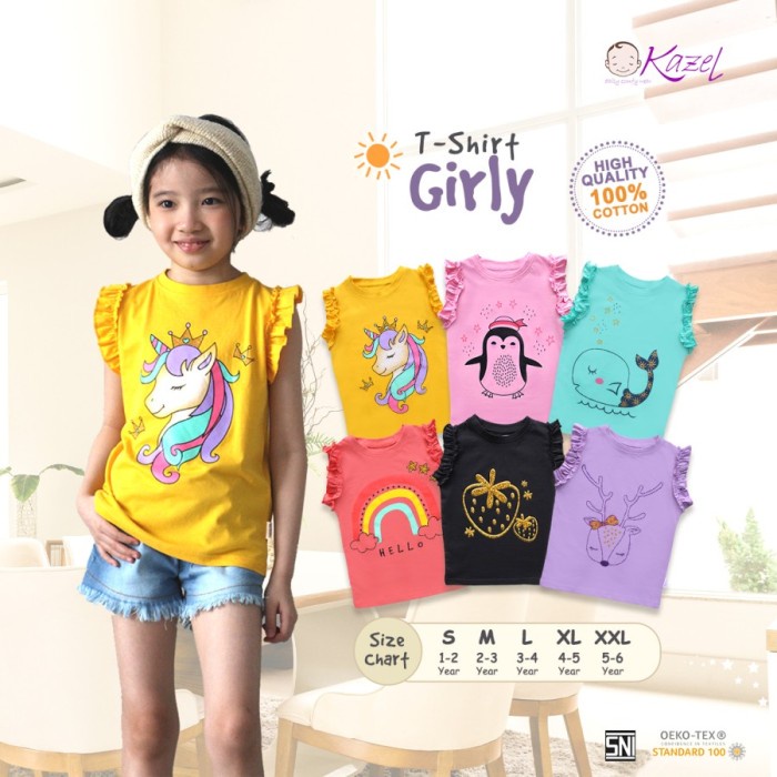 KAZEL T-Shirt Girl Edition Kaos Atasan Anak Perempuan 1-6 Tahun