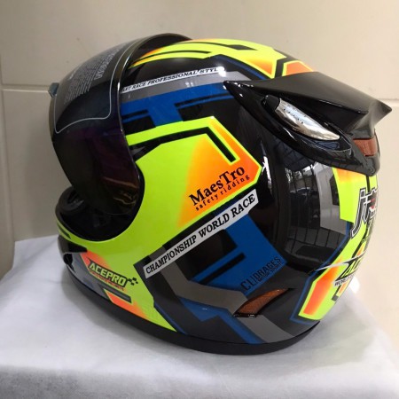 Helm JPN fullface acepro 02 hitam gloss stiker kuning