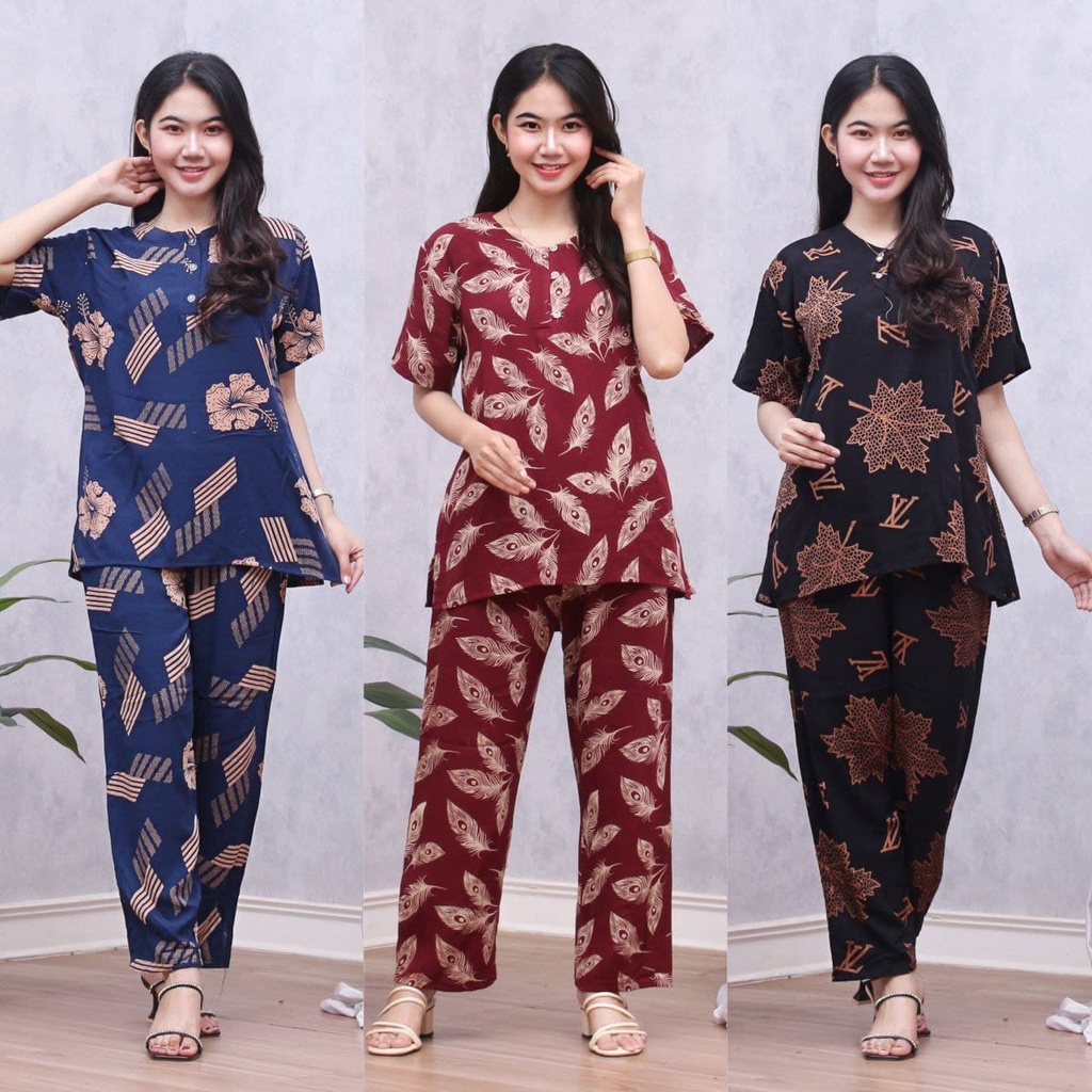 Setelan CP ANDIN Setelan Tyedye Batik Piyama Batik Baju Tidur Dater Cantik-ACAK MOTIF