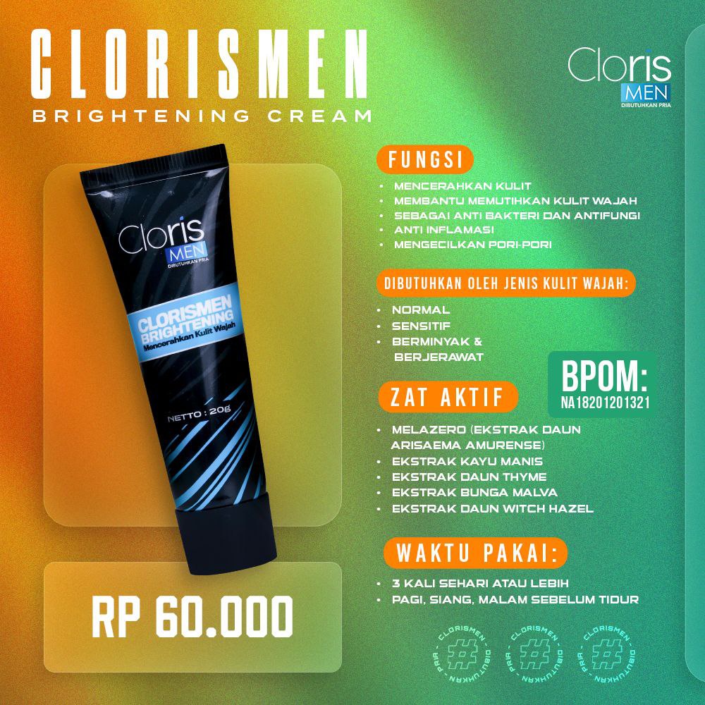 [Paket Bundling] Clorismen Soap 80gr + Brightening Cream - Sabun Muka Pembersih Wajah Kusam Memutihkan