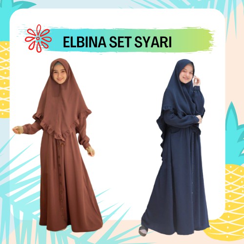 Elbina Syari Set Gamis + Khimar Setelan Hijab Syar'i Termurah