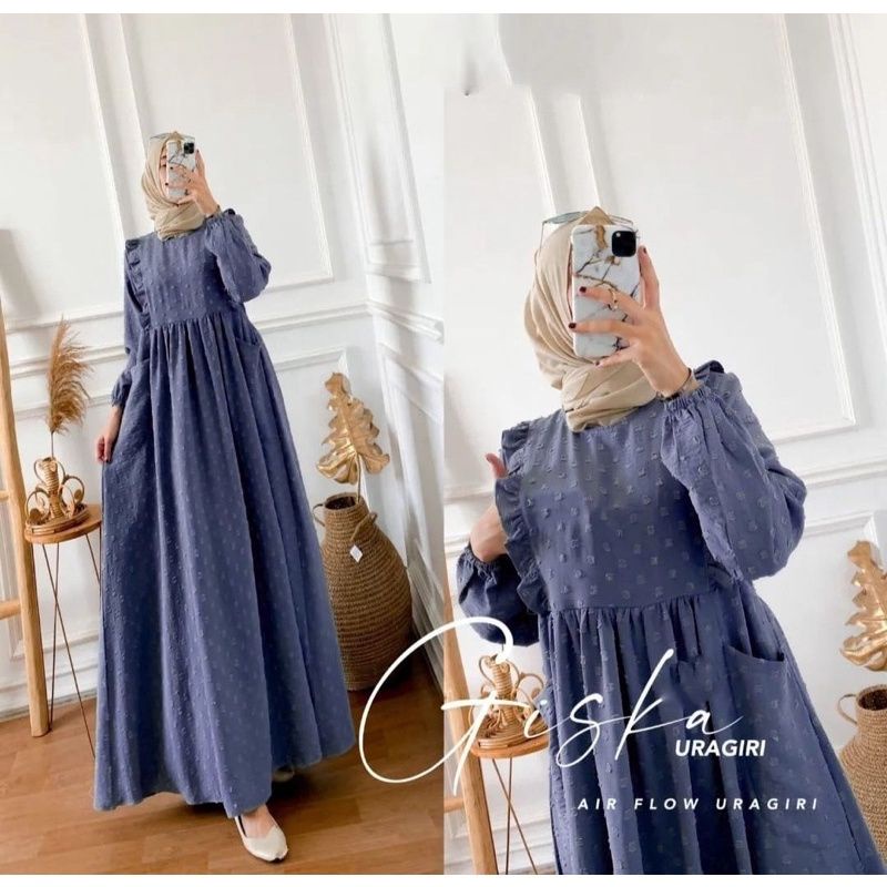 GISCA DRESS URAGIRI // GISKA GAMIS CRINKLE URAGIRI OVERSIZE TERBARU // GAMIS URAGIRI AIRFLOW