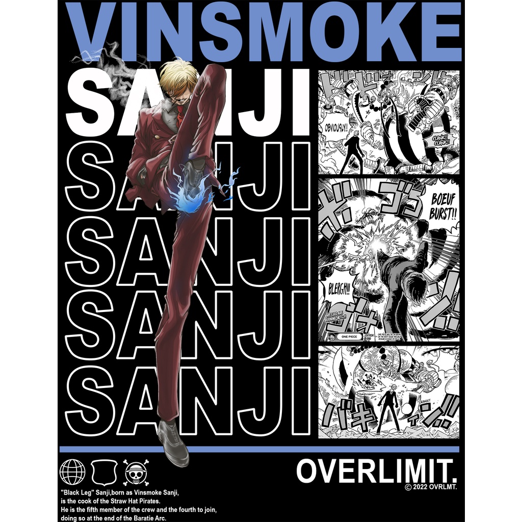 OVERLIMIT SANJI T-SHIRT OVERSIZE | KAOS OVERSIZE | VINSMOKE | WANO | ONEPIECE