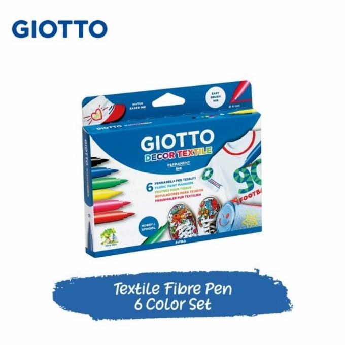 

(COD) Spidol Kain Permanen Giotto Decor Textile 6 Marker Kanvas Sepatu Baju