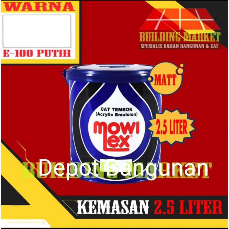 Cat Taman Cat Tembok Mowilex Interior E - 100 Putih 2.5 Liter