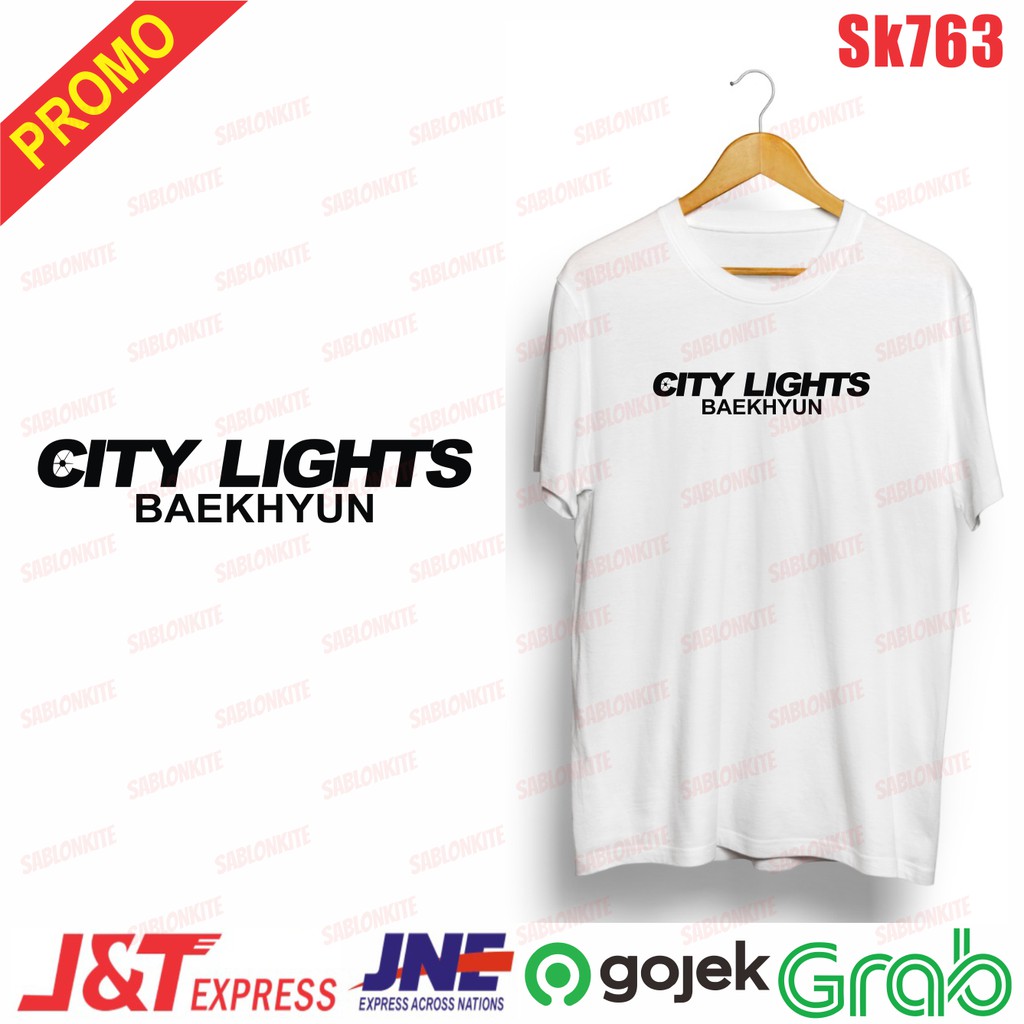 murah!!! kaos baekhyun exo tulisan city lights sk763 unisex combed 30s