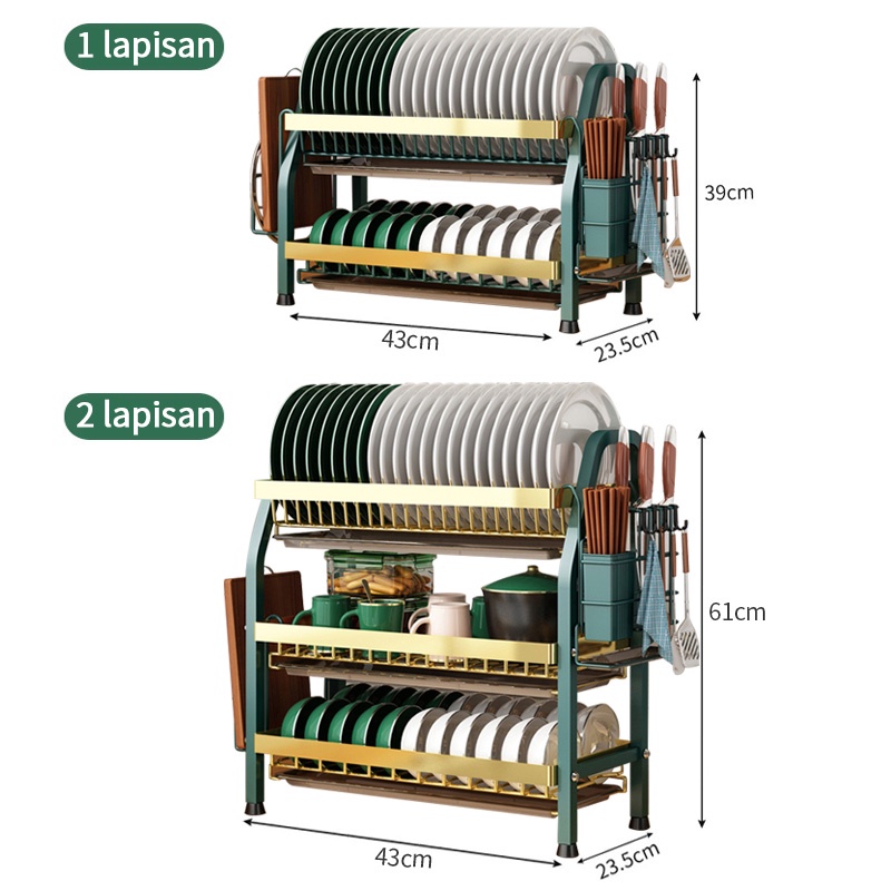 Rak Dapur Rak Piring Rak Serbaguna Rak Dish Drainer Dengan Aksesoris