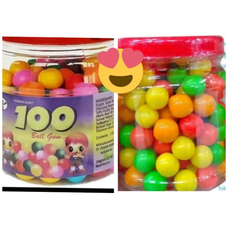 

permen karet bulat warna warni bubble gum isi 125pcs/toples camilan permen karet