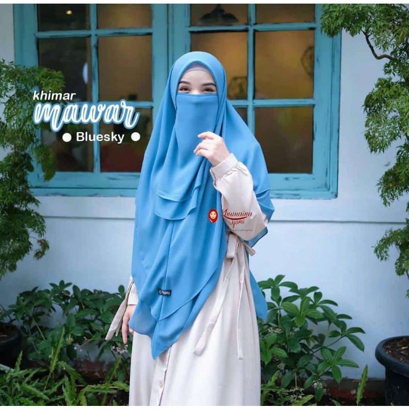 KHIMAR MAWAR WARNA BLUE SKY/JILBAB POLOS/JILBAB SYAR'I/KHIMAR SYAR'I