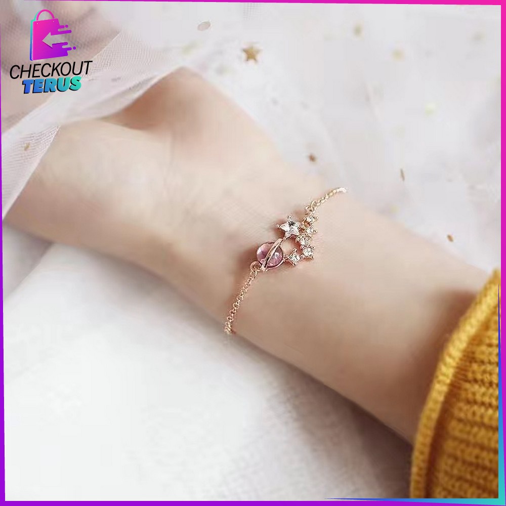 CT K84 Kalung Titanium Wanita Korean Style Motif Planet Dan Gelang Wanita Kalung Rantai Bintang Kunci Necklace Crystal