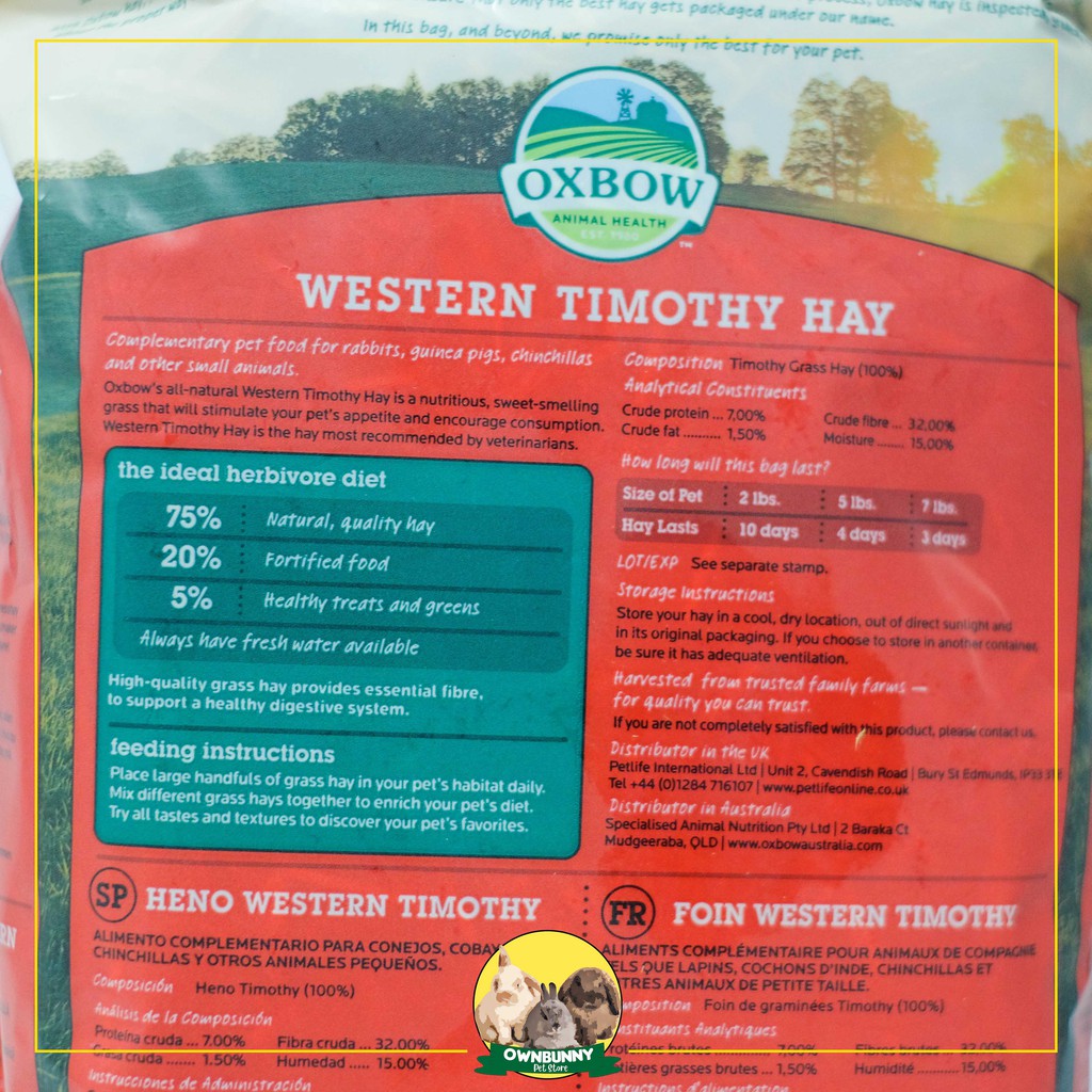 OXBOW WESTERN TIMOTHY HAY FRESH PACK 15oz 425g