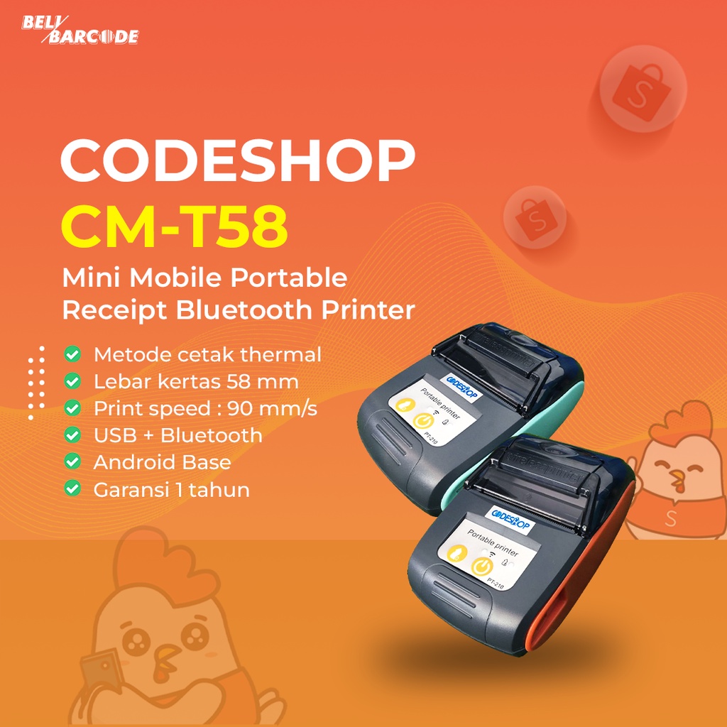 Printer Bluetooth Codeshop CM-T58 Usb Bluetooth