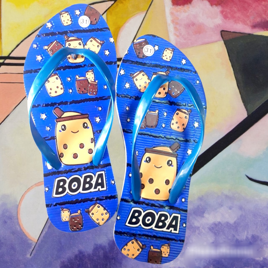 Sandal jepit anak perempuan motif boba lucu