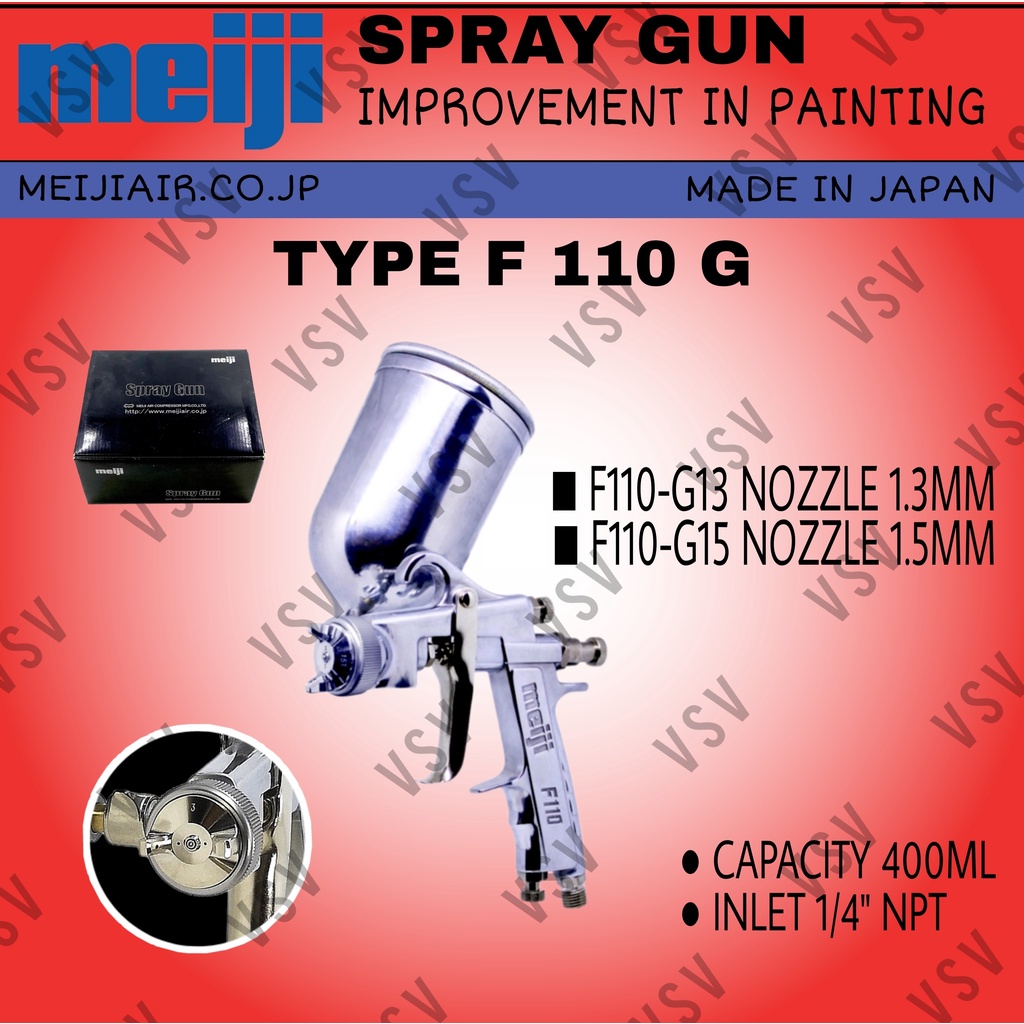 Meiji Spray gun F110-G13 / F110-G15 Spet cat Semprotan cat tabung atas JAPAN