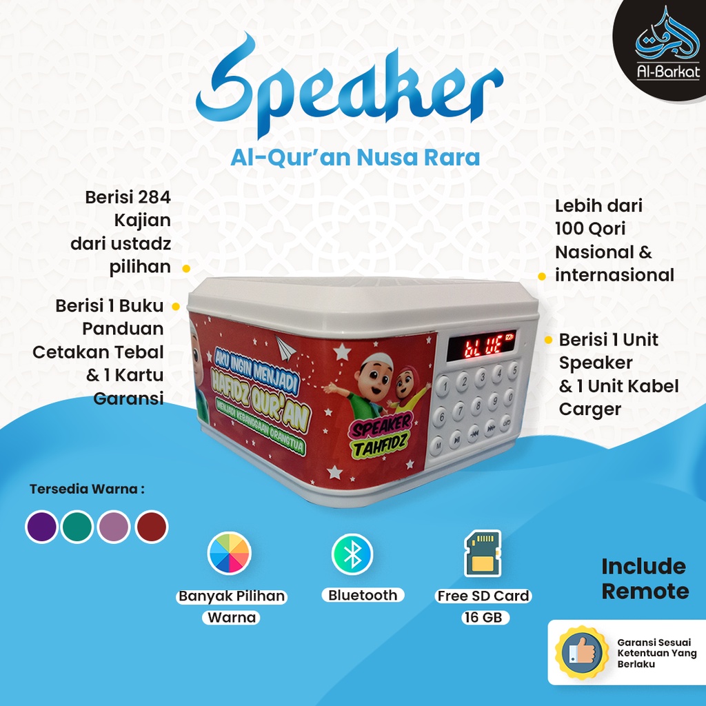 Speaker Bluetooth Alquran Speker Murottal Murotal Qur An Digital Anak Hafidz Tahfidz 30Juz Edukasi