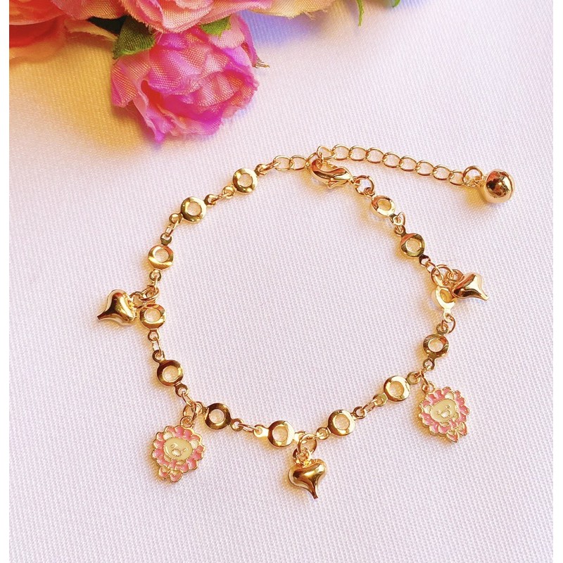 Gelang Anak Pink Bear Balerina Lapis Emas