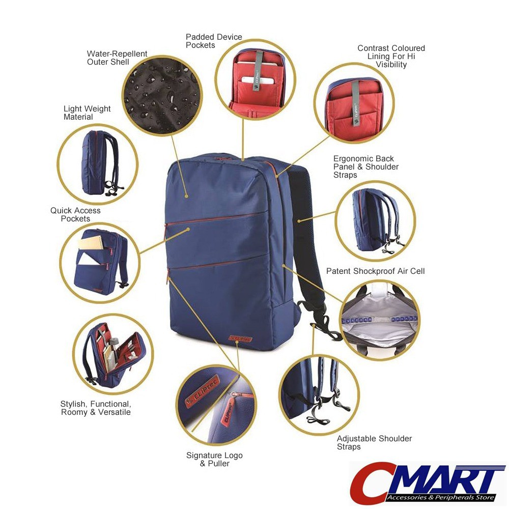CLiPtec Tas Ransel 14 1 inch Laptop Notebook Backpack BLUE CFP104 DISKON KECE